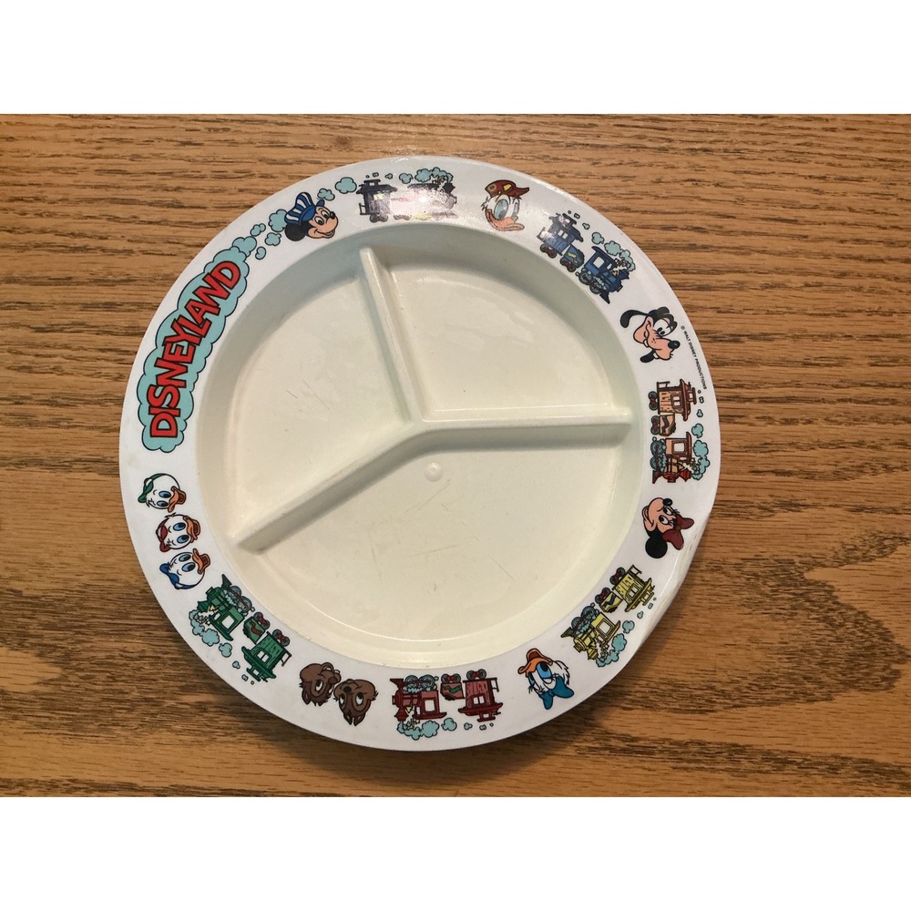 Vintage Disneyland Deka Divided Plate Mickey Donald Train Melamine Tray USA